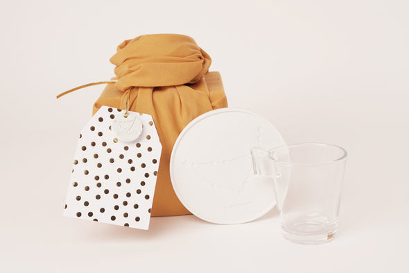 WHITE  horoscope concrete coaster and espresso cup