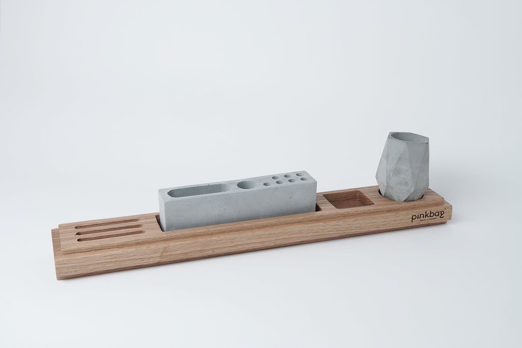 office set 1 | concrete/wood | white