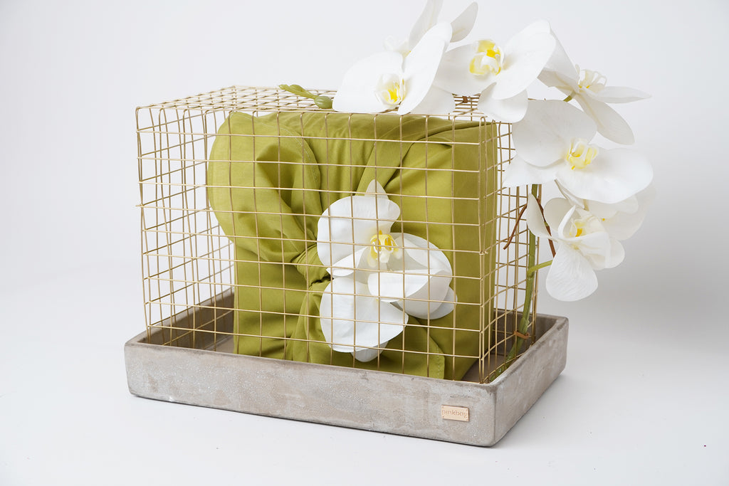 concret|gold net| fabric wrapping