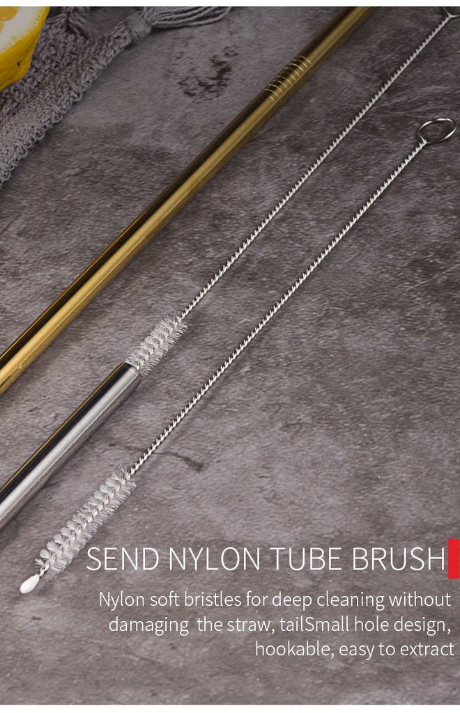 Stainless Steel Reusable Drinking Straws Set | gold