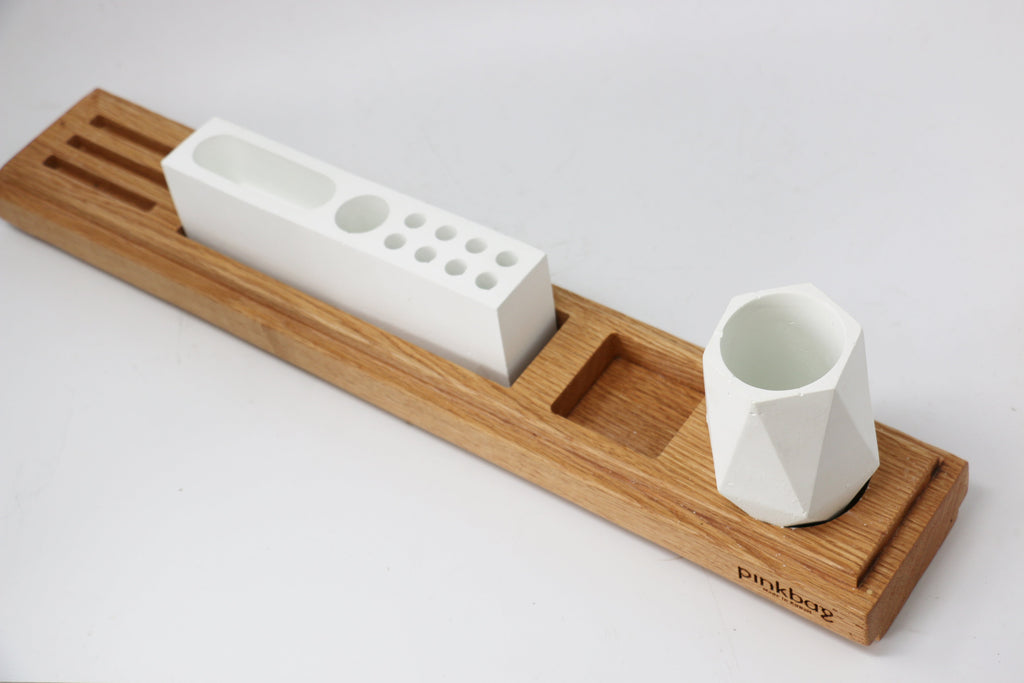 office set 1 | concrete/wood | white