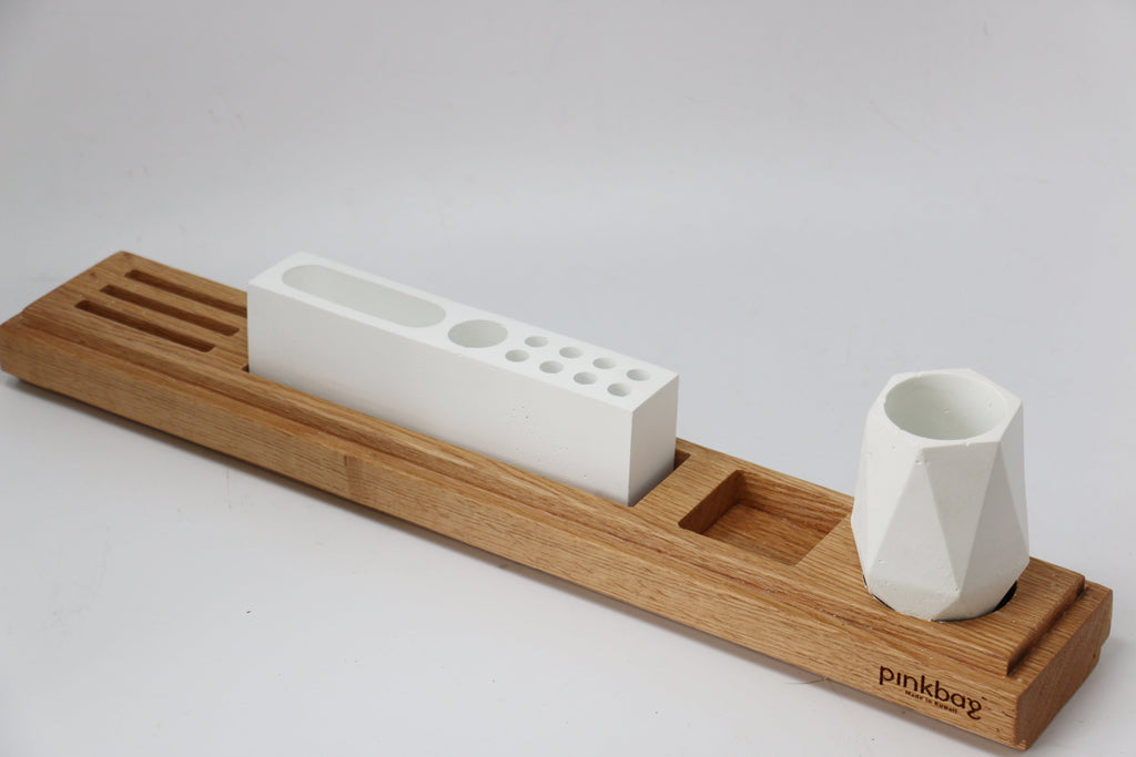 office set 1 | concrete/wood | white