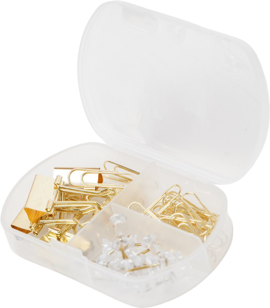 clips and pins set | gold and white