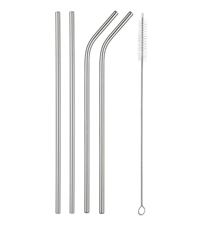 Stainless Steel Reusable Drinking Straws Set | silver