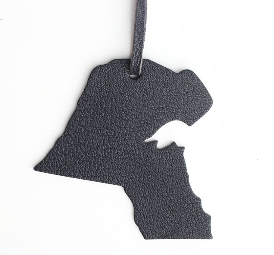 Genuine Leather Kuwait Map charm