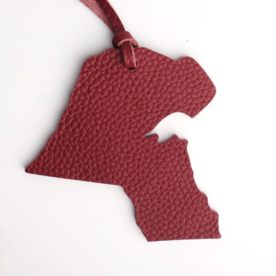 Genuine Leather Kuwait Map charm