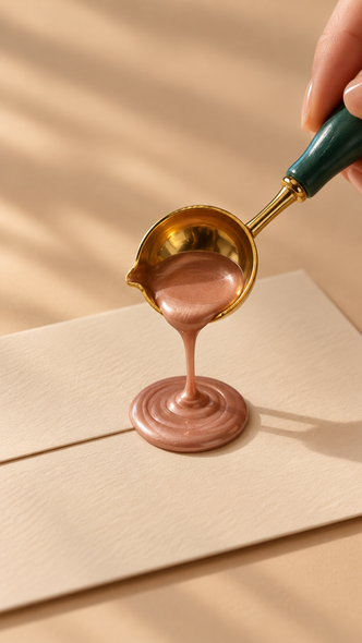 Sealing wax spoon - wooden green handle