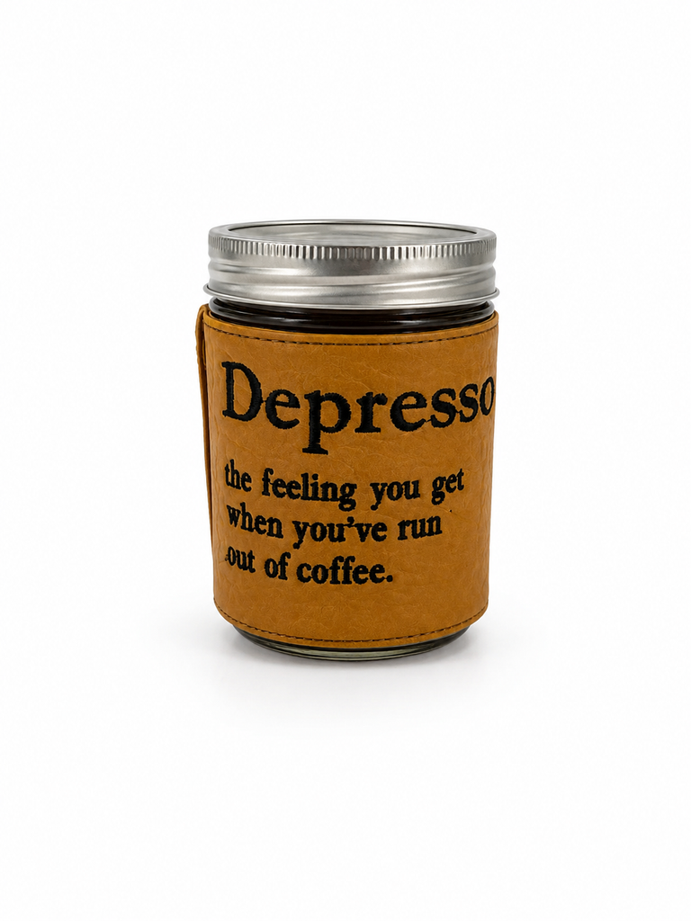 Leather sleeve coffee jar