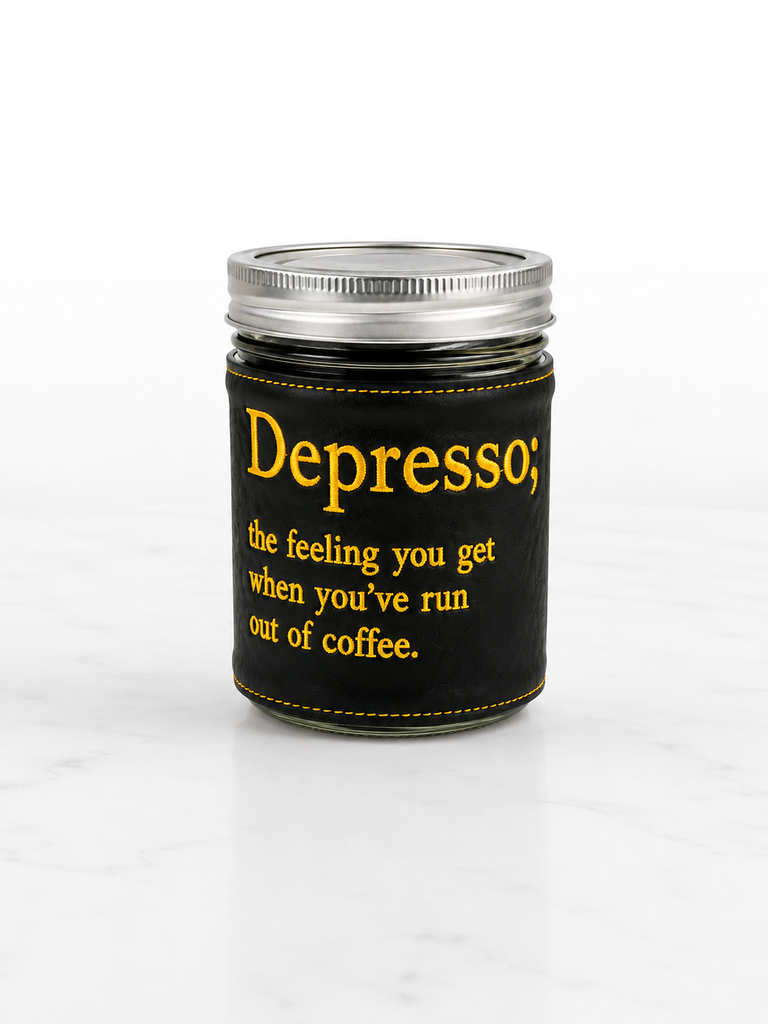 Leather sleeve coffee jar