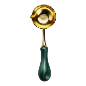 Sealing wax spoon - wooden green handle