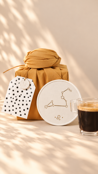 WHITE  horoscope concrete coaster and espresso cup