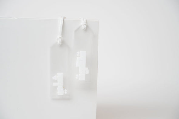 set of two acrylic Coffee|tea tags , thick font  WHITE