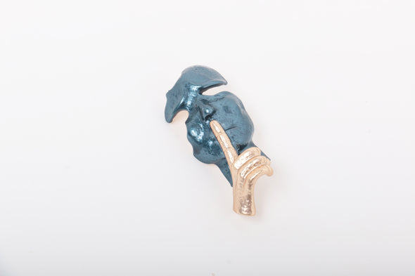 Blue/Gold Face Mask Brooches Women Men Alloy Secret Pose Brooch Pins Gifts