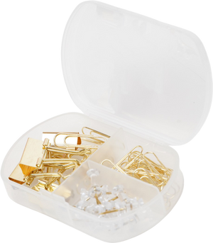clips and pins set | gold and white