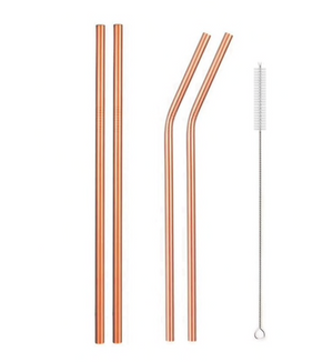 Stainless Steel Reusable Drinking Straws Set | pink