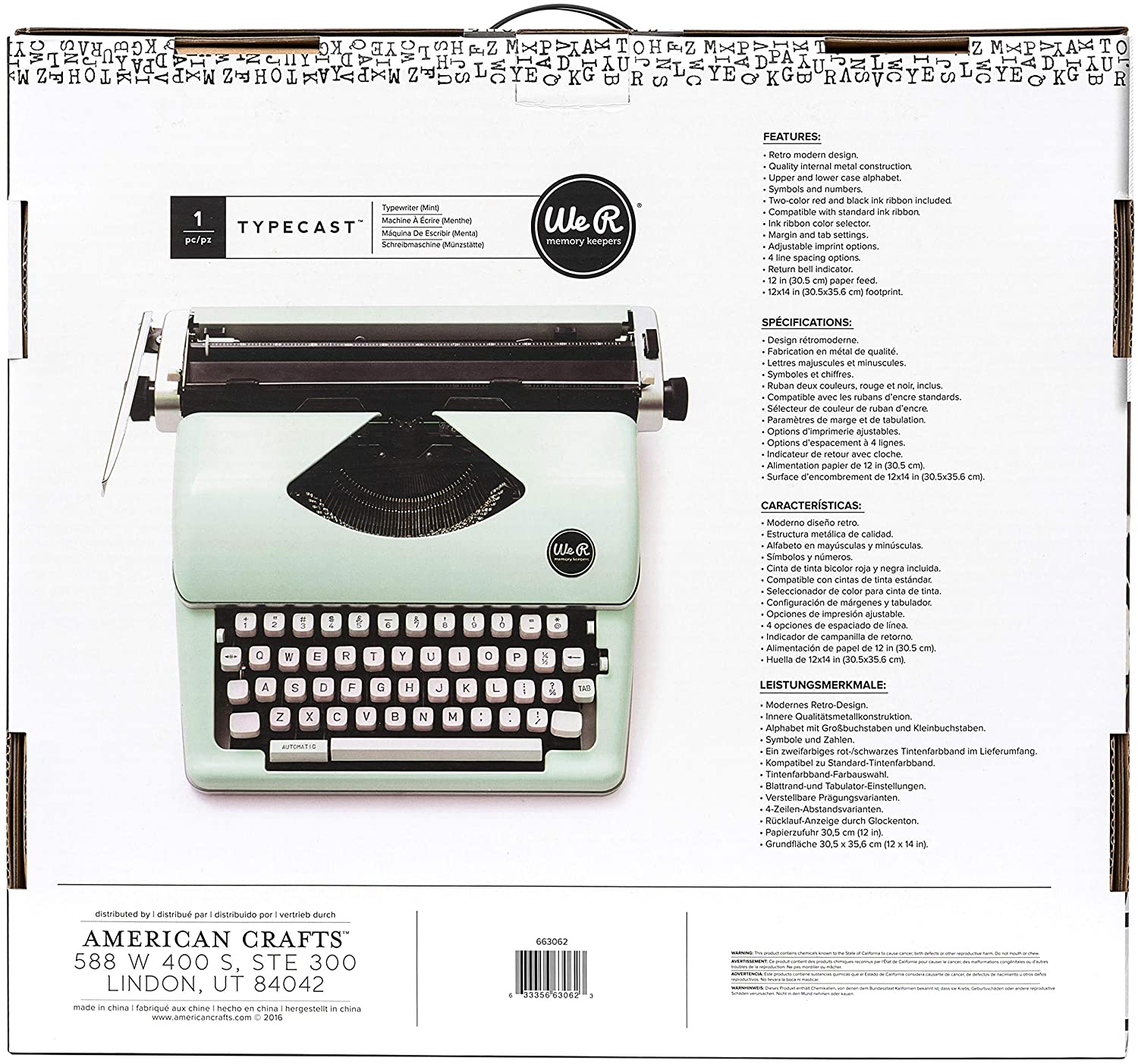 We R Memory Keepers Typecast Typewriter - Mint