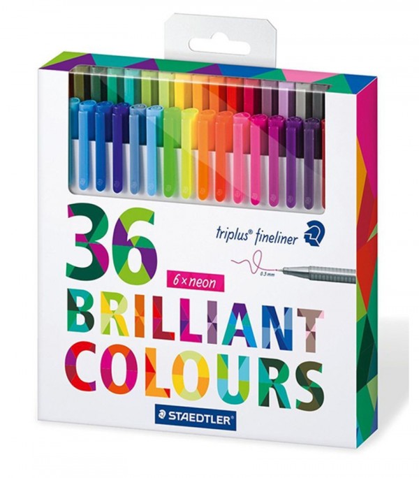 علبة 36 قلم من الألوان رفيعه